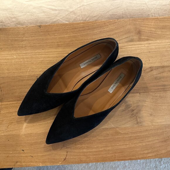 Emme Parsons Black Suede Pointy Flats size 39 - Picture 1 of 6